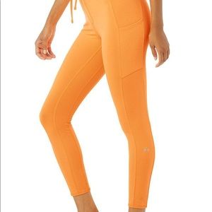 7/8 Checkpoint High Waist Neon Apricot Alo Yoga Leggings